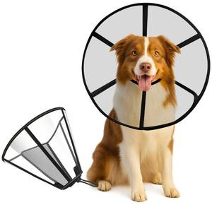 lot 10214 image: Lainergie Adjustable Soft Dog Cone Collar for After Surgery Recovery, Comfortable Pet Recovery Protective Collar for Medium Large Dogs, Elizabethan Dog Neck Collar (L, Black)