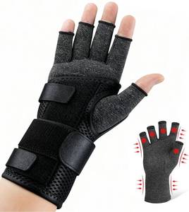 lot 10226 image: Big Mango Compression Arthritis Gloves with Wrist Brace Set, Hand Compression Glove for Women for Pain, Carpal Tunnel Relief Gloves for Men Night Support, Rheumatoid, Work, Typing, Black, Right, M
