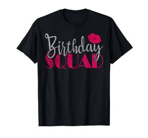 lot 10246 image: Birthday Squad Party Silver Bday Pink Lips Gift T Shirt T-Shirt