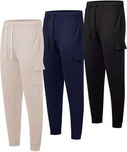 lot 10248 image: Real Essentials 3 Pack Sweatpants for Men Mens Joggers with Pockets Jogger Cargo Jogging Pants para Hombre Fleece Sweat Adult Sweats Lined Black Thick Cotton Warm Heavy Green Athletic Cuffed Active
