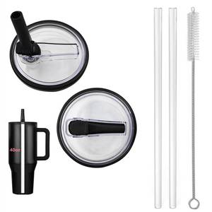 lot 10249 image: 2 Pack 40 oz Tumbler Flip Straw Lid Replacement fit for HydroJug(Only), Spill Proof Splash Resistant Tumbler Lids,Reusable Leak Proof Tumbler Cover for Cup Accessories (Black)