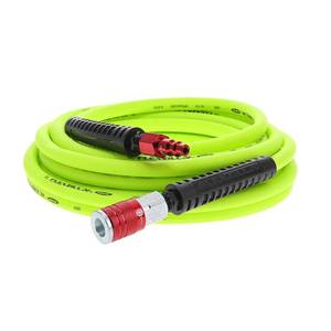 lot 10255 image: Flexzilla Air Hose with ColorConnex Industrial Type D Coupler and Plug, 14 in. x 25 ft., Heavy Duty, Lightweight, Hybrid, ZillaGreen - HFZ1425YW2-D