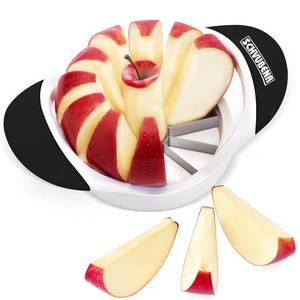 lot 10276 image: SCHVUBENR 3.5 Inch Apple Slicer with 12 Sharp Blades - Professional Apple Cutter - Stainless Steel Apple Corer - Super Sharp Apple Slicer and Corer - Slice Apple with Ease(Black)