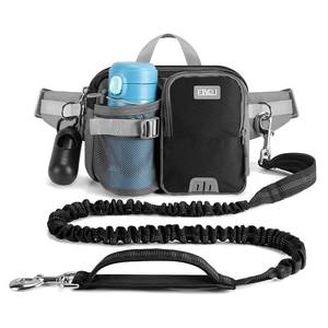 lot 10285 image: ETACCU Hands Free Dog Leash with Phone Pouch, Water Bottle Holder - Adjustable Waist Belt 19-38 Inch Belt Leash for Running, Reflective Shock Absorbing 48-70in Extendablein