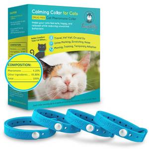 lot 10288 image: Calming Collar for Cats - Cat Collar Infused with Synthetic Pheromones - Cat Pheromone Diffuser Necklace for Anxiety Relief, Travel, Keeping Kitty Quiet - 4 Weeks Supply Each Collar (Blue, 4P)