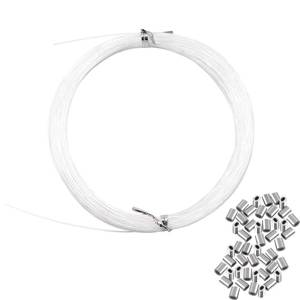 lot 10291 image: Invisible Hanging Support Up to 60lbs, 98Feet(30M) Clear Picture Wire with 40 Aluminum Crimping Sleeves, Strong Nylon Wire for Hanging Picture Frame, String Light, Christmas Decor