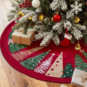 lot 10299 image: Lanpn Christmas Tree Skirt 24 inch, Velvet Xmas Tree Skirt Winter Christmas Tree Mat for Small Mini Pencil Slim Artificial Trees Winter Home Party Holiday Indoor Xmas Decor (Red, 60cm)