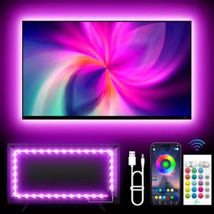 lot 10303 image: KANTUTOE TV Backlights, 13.1FT LED Lights for 32-65 Inch TV, RGB TV LED Lights Behind, Music Sync Bluetooth APP and Remote Control TV LED Strip Lights USB Powered for GamingBedroom
