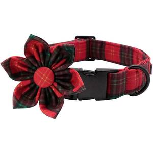 lot 10304 image: Lionet Paws Christmas Dog Collar with Flower, Soft and Comfortable, Adjustable Collar for Small Dogs Girl Gift, Neck 10-16 inches