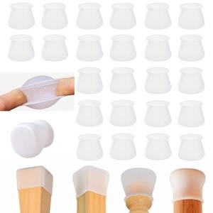 lot 10307 image: Pack of 24 - Silicone Chair Leg Caps  White Chair Leg Caps for 6 Chairs  Anti Slip Silicone Chair Leg Floor Protectors for Chairs  Wood Chair Protectors for Wooden Floors