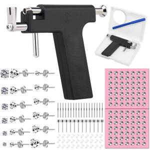 lot 10310 image: Professional Ear Piercing Gun Kit, Reusable Piercing Gun with Stainless Steel Piercing Earrings Studs, Crystal Earrings for At Home Salon Earlobe Cartilage Helix Tragus Piercing Tool Kit