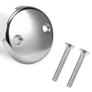 lot 10311 image: Two-Hole Bathtub Overflow Drain Cover, 3-18 Bathtub Drain Stopper with Two Matching Screws, Fits Most Standard Bathroom Tub (Plated Chrome)in