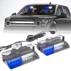 lot 13702 image: PKINGLAKE 2 in 1 LED Emergency Dash Strobe Light Bar FrontRear Windshield Safety Flashing Warning Hazard Interior Lights for Police Firefighter Construction Vehicles Trucks (2x7.5 inch, BlueWhite)