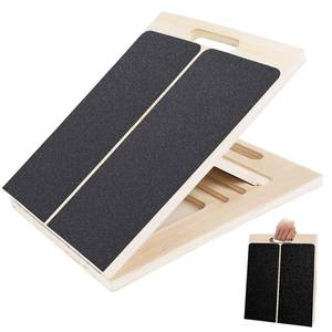 lot 13707 image: Slant Board for Calf Stretching, Adjustable Wooden Incline Board with Anti-Slip EVA Base, 300LB Capacity Portable Calf Stretcher for Physical Therapy, Squats, Ankle and Heel Support at HomeGym