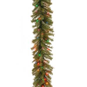lot 13713 image: National Tree Company Pre-Lit Artificial Christmas Garland  Green  Evergreen  Multicolor Lights  Plug In  Christmas Collection  9 Feet