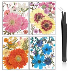 lot 14087 image: Nuanchu Dried Flower for Crafts Resin Pressed Flowers Bulk, Large Real Dried Wildflowers Leave Natural with Tweezer for Scrapbooking Nail Soap Candle Cake Card Making DIY Christmas Craft Supplies