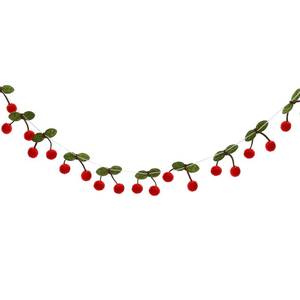 lot 14088 image: LUJIYY Soft and Realistic Handmade Cherry Felt String Garlands for Party Accessory Vibrant and Cute Birthdays Decoration, 5cmx4.5cm, Red