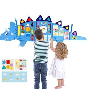 lot 14100 image: Oirtmiu Dinosaur Montessori Busy Board for Kids 16 Activities Sensory Wall for Baby 6-12 Months 2 3 4 5 Years - Fine Motor Skills and Early Learning Toys for Toddlers