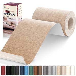 lot 14102 image: Cahomo Linen Repair Tape 4x79 inch, Self Adhesive Fabric Patches, Linen Patch Tape Kit, Fabric Repair Tape for Couch Sofas, Headboards, Chairs, Pillows, Curtains, Couches - Dark Beige