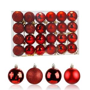 lot 14123 image: Aitsite 24ct Christmas Tree Ornaments Set 1.57 inches Mini Shatterproof Holiday Ornaments Balls for Christmas Decorations (Red)