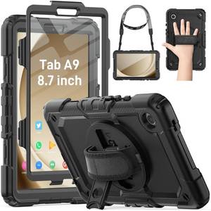 lot 14126 image: HXCASEAC Case for Samsung Galaxy Tab A9A11 8.7 Inch, Protective with Screen ProtectorHand StrapPen Holder, Shockproof Samsung A9 A11 Tablet Case 8.7ftft (SM-X110 SM-X115 SM-X130 SM-X133) - Black