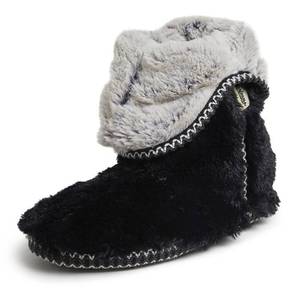 lot 14140 image: Dearfoams womens Beth Furry Foldover Boot Slipper, Black, X-Large US