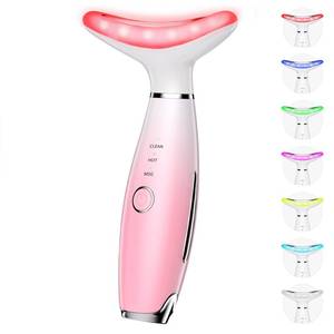 lot 14144 image: Dopsikn 7 Color Galvanic Machines - Red Light Therapy for Face and Neck, Face Massager Tool for Wrinkles, Double Chin, Vibrating Facial Massager with Thermals, Pink