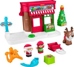 lot 15752 image: Fisher-Price Little People Toddler Toys Christmas Wonderland Toy Set with Santa Elf and Reindeer Figures for Ages 1 Years