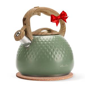 lot 15756 image: harriet Tea Kettle, Tea Pot for Stovetop, 2.5QT Whistling Kettle with 5-Layers bottom, Food Grade Stainless Steel Kettles with Hot-Resistant Handle Gas Electric Applicable, Green
