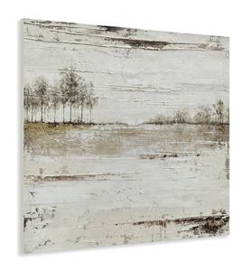 lot 15760 image: Yihui Arts Rustic Farmhouse Tree Wall Art - Hand Painted Landscape Painting with Gold Foil Accents and Textured Square Canvas - Nature Artwork for Vintage Decor