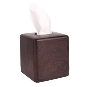 lot 15763 image: MOCHTERO Modern Tissue Box Cover,Square Tissue Holders,for Bathrooms, Bedroom, Dinner Table, Office (Peach Wood Color)