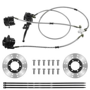 lot 15764 image: PRO BAT Front Hydraulic Twin Disc Brake Calipers Disk Rotor System for 150cc 200cc 250cc PIT Trail Dirt Quad Bike ATV Go Kart Buggy (Left Hand Brake Lever)