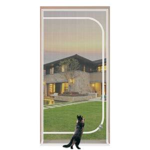 lot 15778 image: QWR Reinforced Cat Screen Door,Fits Door Opening Size 32ftftx 80ftft,Thickened Cat Proof Screen Door Mesh with Zipper Closure for Living Room,Kitchen,Bedroom.