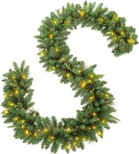 lot 15782 image: KING BIRD Pre-lit Christmas Garland, 9 FT by 12 Inch, Classic Green Christmas Garland with 50 Warm Lights 300 Branch Tips for Indoor and Outdoor Decoration