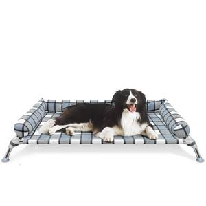 lot 15788 image: Elevated Raised Dog Bed Cot - Cooling Raised Dog Bed with Bolster Portable Washable Pet Hammock with Pillows and Metal Frame for Indoor and Outdoor, Large