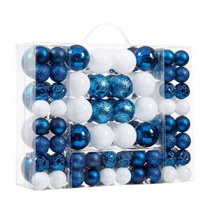 lot 15811 image: 87-Pack Shatterproof Christmas Ball Ornaments Set, Christmas Tree Decorations with Hand-held Gift Package for Xmas Tree Holiday Wedding Party (Blue)