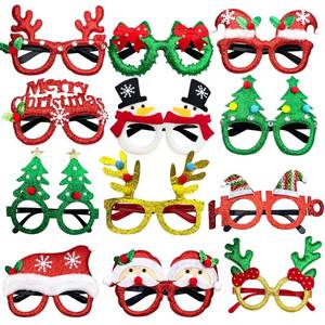 lot 16138 image: JoFAN 12 Pack Christmas Glasses Glitter Glasses Frames Costume Accessories for Christmas Decorations Party Favors Stocking Stuffers Party Supplies