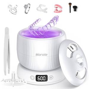 lot 16140 image: 2025 Upgraded Ultrasonic Retainer Cleaner Machine,Separate Retainer Cleaner for Night Guards, Braces, Aligner, Jewelry, 4 Modes Denture Cleaner and Removable Base and Top Cover(White)