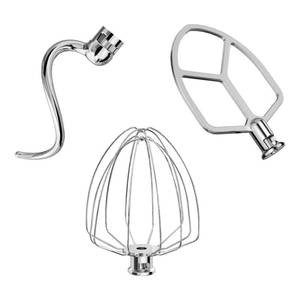 lot 16141 image: LETOMS Stainless Steel Attachments 3-Piece for KitchenAid 5.5-6 QT Bowl-Lift Stand Mixer and Mixing Bowl,Includes Wire Whisk, Flat Beater, Dough Hook,Dishwasher Safe and Heavy Duty
