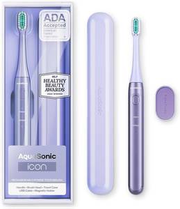 lot 16144 image: Aquasonic Icon ADA-Accepted Rechargeable Toothbrush  Magnetic Holder and Slim Travel Case  2 Brushing Modes and Smart Timers  Gentle Micro-Vibrations (Lilac)