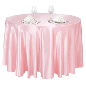 lot 16146 image: Ruisita 120 Inches Round Satin Tablecloths Light Pink Overlay Round Satin Table Cover Bright Silk Tablecloth Smooth Fabric Tablecloth for Wedding Banquet Table Decoration