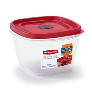 lot 16147 image: Rubbermaid Easy Find Vented Lid Food Storage Containers 7-Cup Red