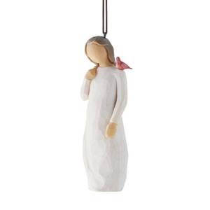 lot 16158 image: Willow Tree Messenger Ornament, Red Cardinal on Figure�s Shoulder, Bringing Comfort and Love from Afar, A Reminder That Those we Love are Always with us, Sculpted Hand-Painted Ornament