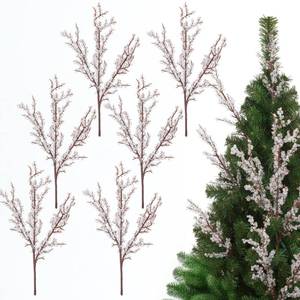 lot 16168 image: Bucherry 6 Pcs Artificial Christmas Ice Picks Decorative 14 Inch Iced Winter Stems Frosted Twig Branches for Xmas Wreaths Christmas Tree Home Table Decor Party Supplies