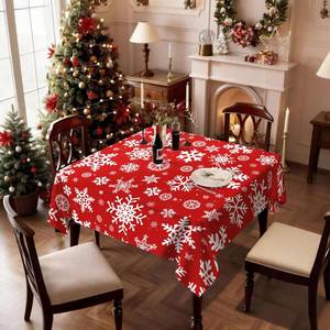 lot 16176 image: Yesad Square Tablecloth 54x54In Floral Table Cover 60x60In Washable Table Cover for Party Restaurant, Picnic, Indoor and Outdoor Dining, 60x60In, Christmas Snow