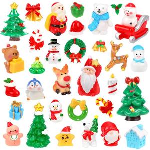 lot 16181 image: 50Pcs Christmas Miniature Figurines 50 Style Christmas Mini Resin Crafts to Hide Tiny Small Santa Snowman Xmas Tree Reindeer Figurines for Xmas Stocking Goodie Bag Fillers Winter Party Dollhouse Decor