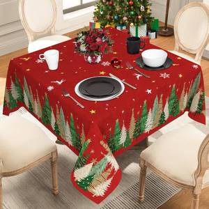 lot 16201 image: HSOWKDN Square Christmas Tablecloth 60x60 Inch, Red Xmas Holiday Christmas Tree Table Cloth Square Table