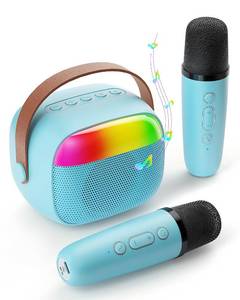 lot 16219 image: Mini Karaoke Machine for Kids, Toy for Girls Portable Bluetooth Speaker with 2 Wireless Microphones, Fashion Toy Gifts for Christmas Birthday, for 3 4 5 6 7 8 Year Old Girls Gifts(Blue)