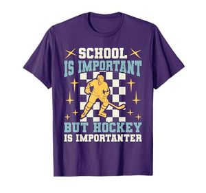 lot 16225 image: School Is Important Hockey Is Importanter Boys Funny Hockey T-Shirt Black L