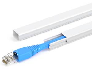 lot 16230 image: ZhiYo Cord Hider for One Wire, 102in Cable Hider Concealer, Paintable Wall Wire Covers, PVC Cable Management Raceway for A Thick Extension Cord, 6 x L17in W0.59 H0.4in, White